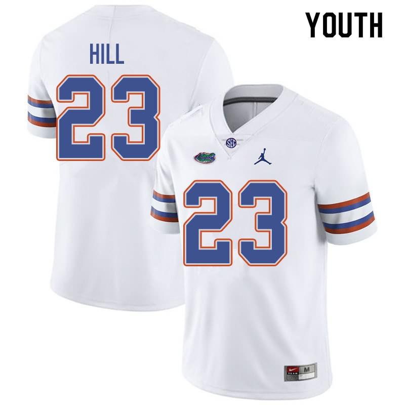 Youth NCAA Florida Gators Jaydon Hill #23 Stitched Authentic Jordan Brand White College Football Jersey UZC2065AO